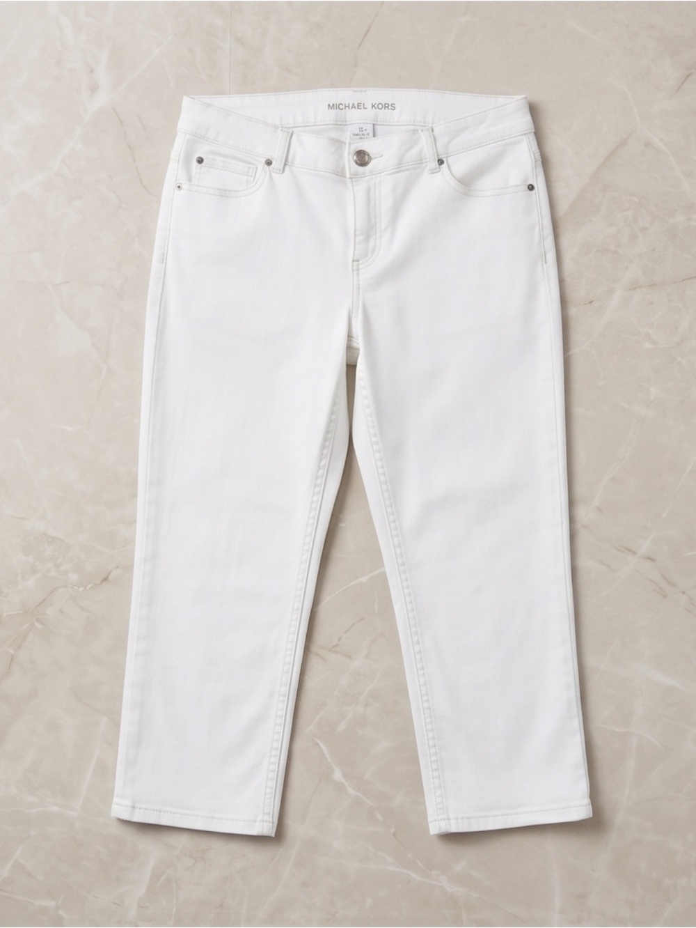 Michael Kors Rose de Rivoli White Cropped Stretch Jeans Size 10